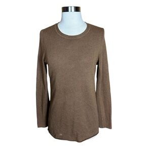 Bela NYC Brown Wool Cashmere Scoop Neck Long Sleeve Casual Comfy Sweater Medium